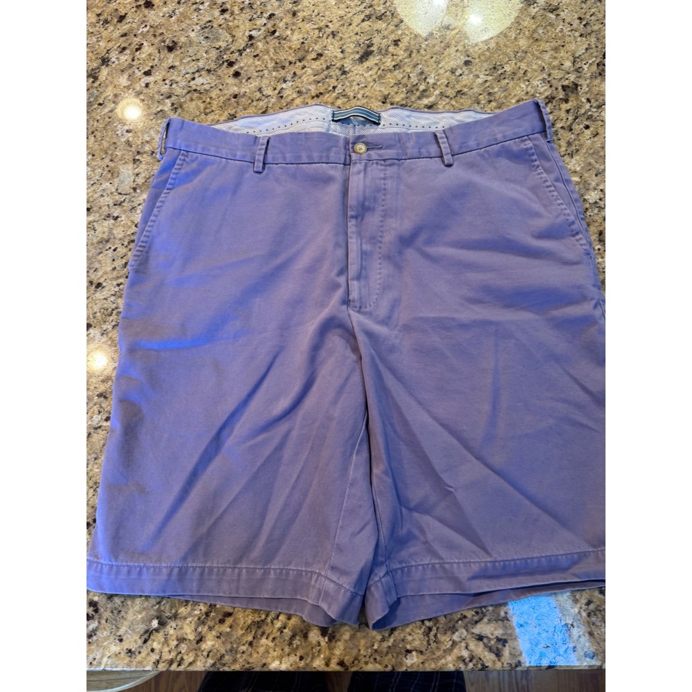 Peter Millar Mens 36 Pima Cotton Flat Front Chino Shorts Purple Periwinkle 9in
